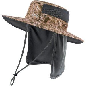 Unisex Barren Camo 100% Nylon Wide Brim Mesh Vent with Neck Flap Cowboy Hat